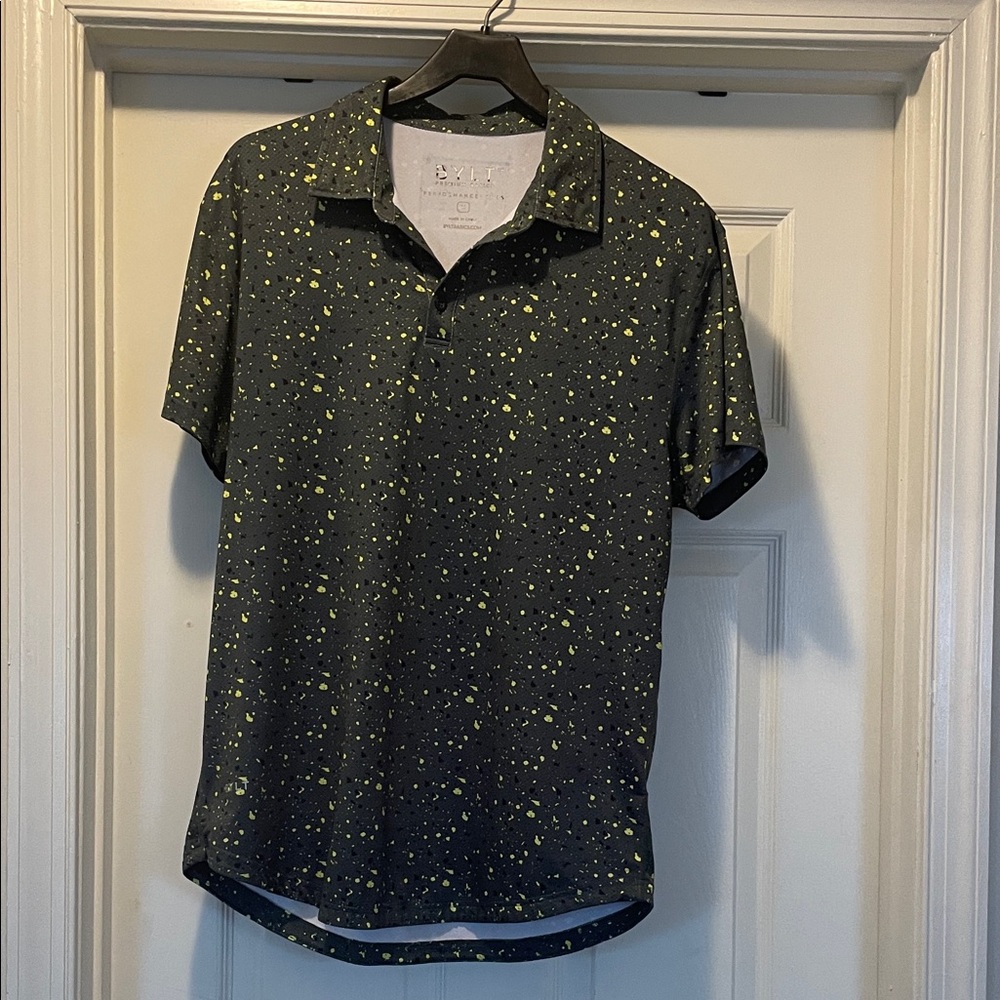BYLT Black and Yellow Pattern Polo Shirt